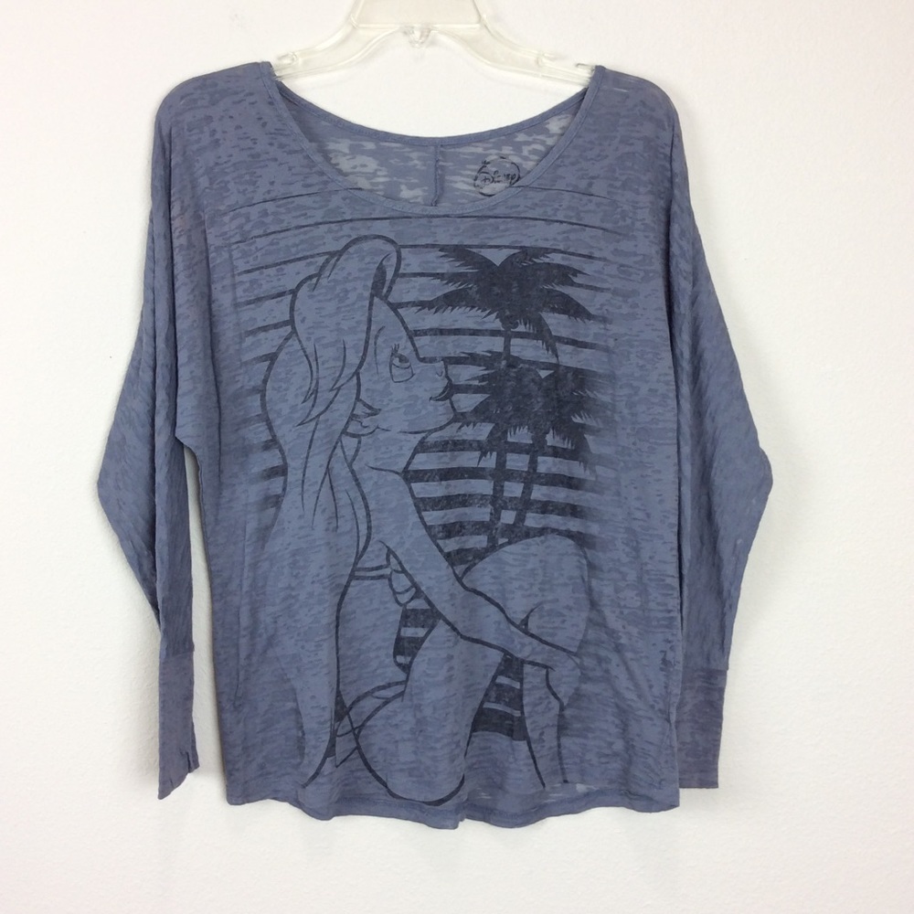 Disney grey burnout Arielle Mermaid t shirt Size L